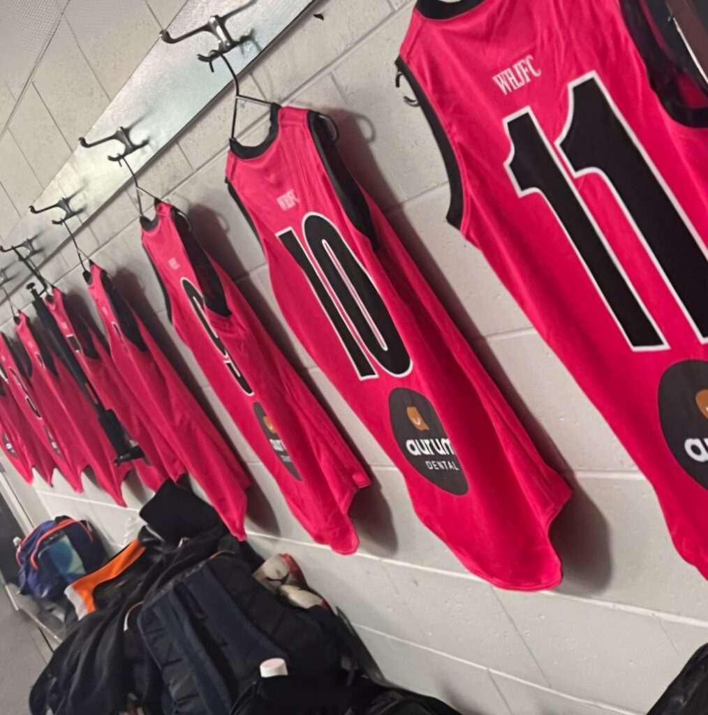 White Hills Women's Football Pink guernsey's for breast cancer round