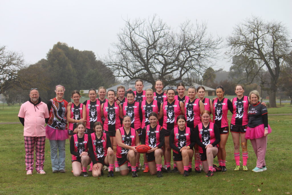2025 White Hills Women's Football team on Pink Sports Day